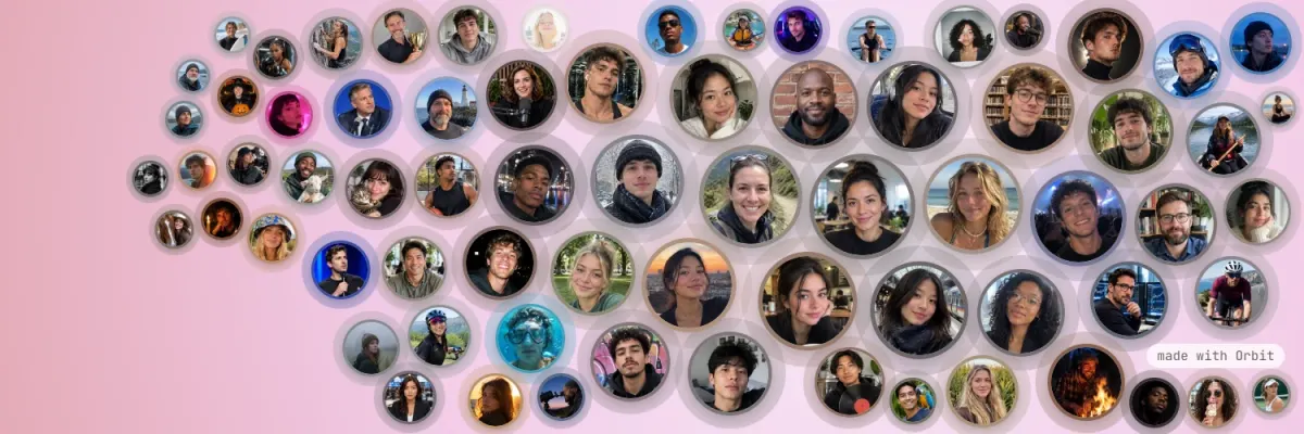 X header made with Orbit Cards from dozens of profile pictures